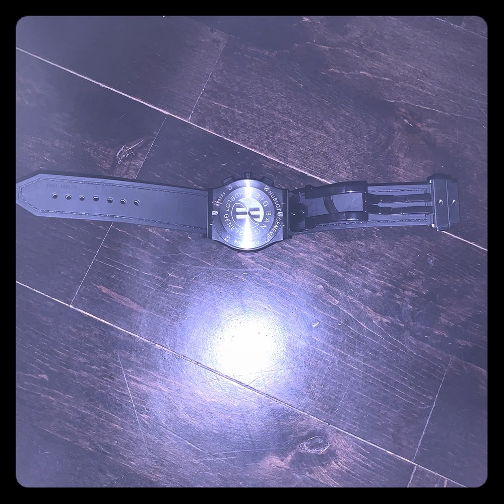 Black and blue Hublot watch